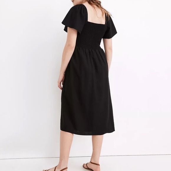 Madewell Linen-blend Lucie Smocked Midi Dress - Picture 2 of 10